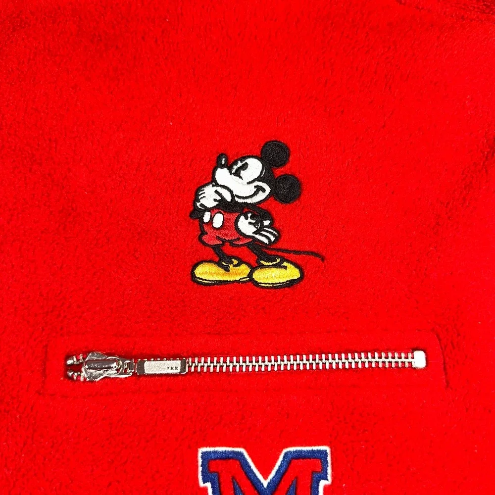 Vintage Disney Store Mickey Mouse Red Fleece Quarter Zip Pullover Medium